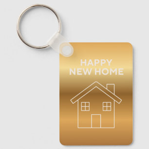 Gelukkig Nieuw Thuis - Gouden verloop achtergrond Sleutelhanger