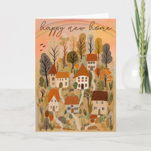 GELUKKIG NIEUW THUIS Herfst Landelijk Dorps Illust Kaart (Voorkant)