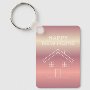 Gelukkig Nieuw Thuis Kaart - Roze Gradiënt Sleutelhanger
