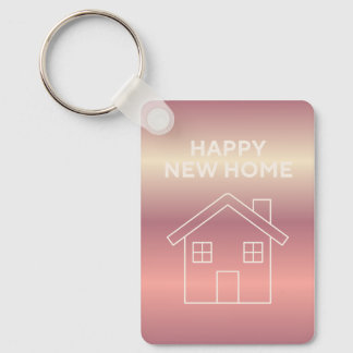 Gelukkig Nieuw Thuis Kaart - Roze Gradiënt Sleutelhanger