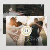 Gelukkig Nieuwgetrouwd Echtpaar 2 Foto's Feestdagenkaart (Voorkant / Achterkant)