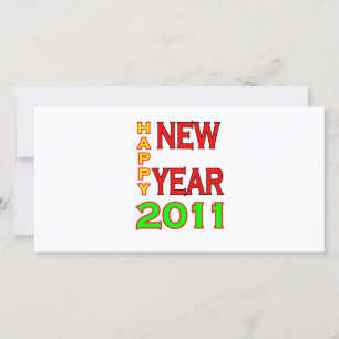 Gelukkig nieuwjaar 2011 groen-rood feestdagenkaart