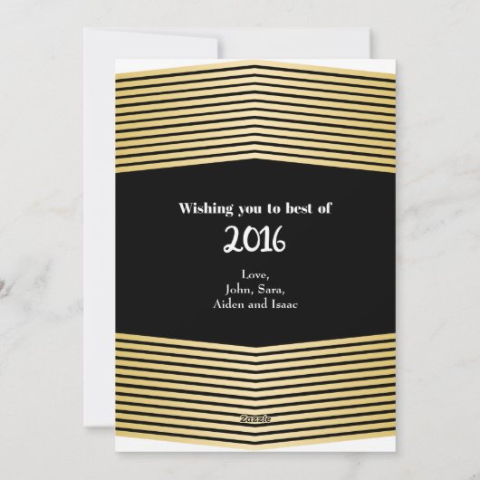 Gelukkig Nieuwjaar 2016, Goud & Zwart Foto Feestdagenkaart (Achterkant)