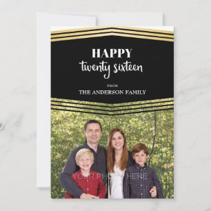 Gelukkig Nieuwjaar 2016, Goud & Zwart Foto Feestdagenkaart