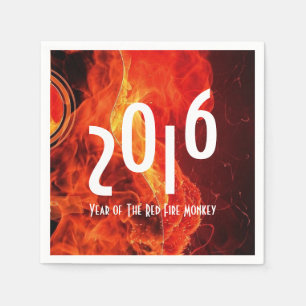 Gelukkig nieuwjaar 2016 Jaar van de Rode Brandaap Servet