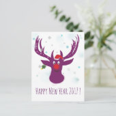Gelukkig Nieuwjaar 2017 Deer Briefkaart (Staand voorkant)