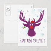 Gelukkig Nieuwjaar 2017 Deer Briefkaart (Voorkant / Achterkant)
