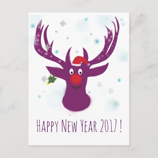 Gelukkig Nieuwjaar 2017 Deer Briefkaart (Voorkant)