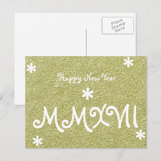 Gelukkig Nieuwjaar 2017 Gold Glitter Roman Numeral Feestdagenkaart (Voorkant / Achterkant)