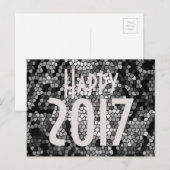 Gelukkig Nieuwjaar 2017 Mozaïek Steen Glas Zwart W Feestdagenkaart (Voorkant / Achterkant)