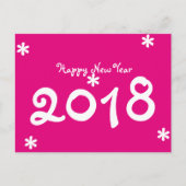 Gelukkig Nieuwjaar 2018 Hot Pink White Star Typogr Feestdagenkaart (Voorkant)