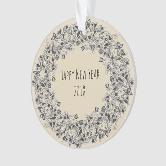 Gelukkig nieuwjaar 2018 met een groot design ornament (voorkant)