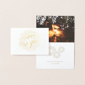 Gelukkig Nieuwjaar 2018 Shining Golden Rays Folie Kaarten