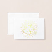 Gelukkig Nieuwjaar 2018 Shining Golden Rays Folie Kaarten (Voorkant met envelop)