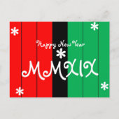 Gelukkig Nieuwjaar 2019 MMXIX Gestreepte Kwanzaa K Feestdagenkaart (Voorkant)