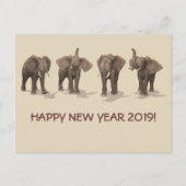 Gelukkig Nieuwjaar 2019 Olifanten Feestdagenkaart (Voorkant)