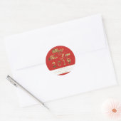 Gelukkig Nieuwjaar 2019 Rood en Wit Goud Script Ronde Sticker (Envelop)