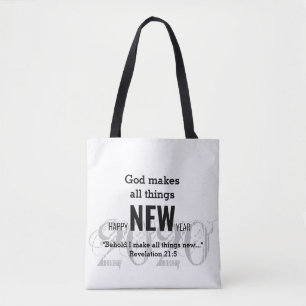 GELUKKIG NIEUWJAAR 2020 Aangepaste Schriftuur WIT Tote Bag