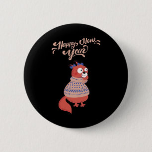 Gelukkig Nieuwjaar 2020 Eekhoorn T-shirt Kerst Eek Ronde Button 5,7 Cm