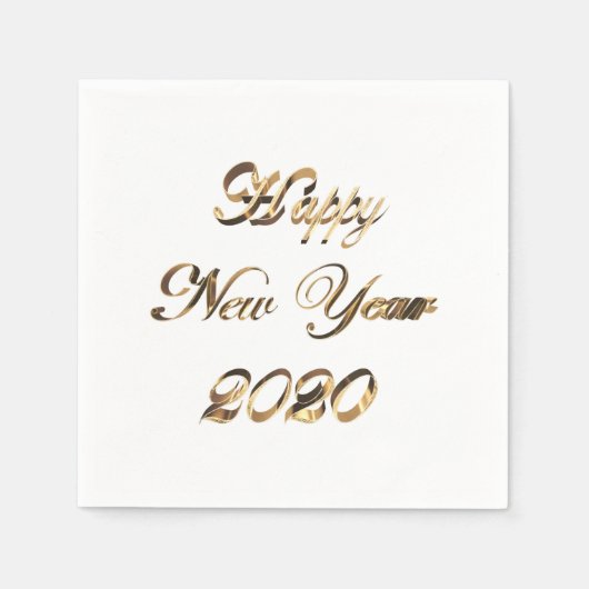 Gelukkig Nieuwjaar 2020 Elegant Faux Golden Script Servet (Voorkant)