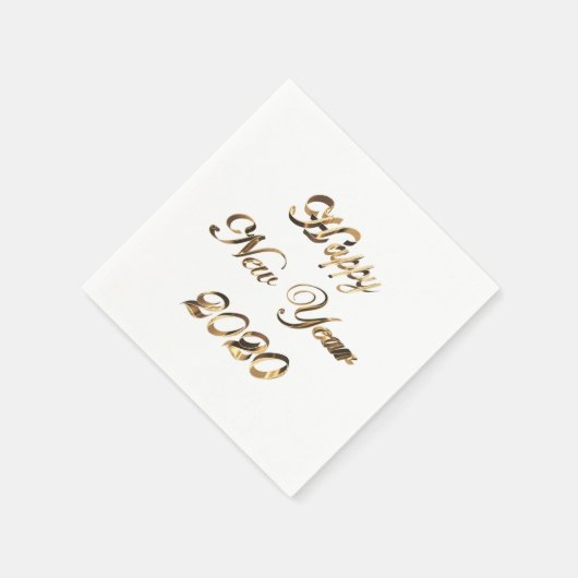 Gelukkig Nieuwjaar 2020 Elegant Faux Golden Script Servet (Hoek)