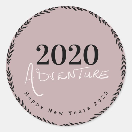 Gelukkig Nieuwjaar 2020 Hand Lettering Script Favo Ronde Sticker (Voorkant)