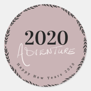 Gelukkig Nieuwjaar 2020 Hand Lettering Script Favo Ronde Sticker