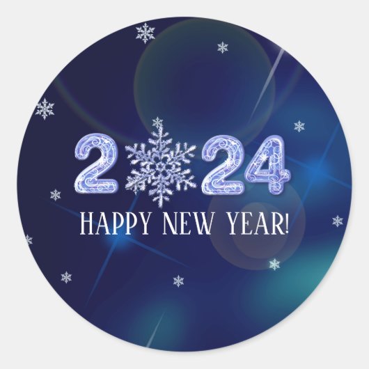 Gelukkig nieuwjaar 2020. Snowflake design Cadeau Ronde Sticker (Voorkant)