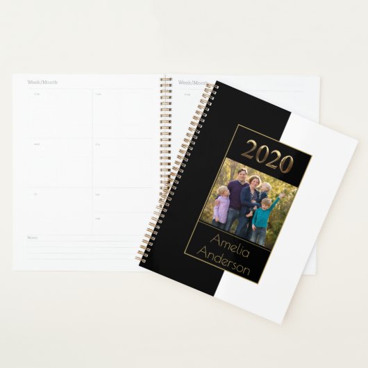 Gelukkig nieuwjaar 2020 zwart-wit Gold Elegant Planner (Display)