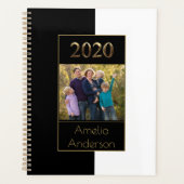 Gelukkig nieuwjaar 2020 zwart-wit Gold Elegant Planner (Voorkant)