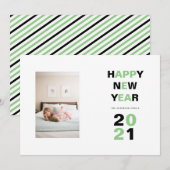 Gelukkig Nieuwjaar 2021 groen, zwart typografie fo Feestdagenkaart (Voorkant / Achterkant)