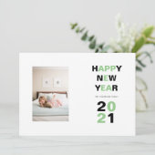 Gelukkig Nieuwjaar 2021 groen, zwart typografie fo Feestdagenkaart (Staand voorkant)