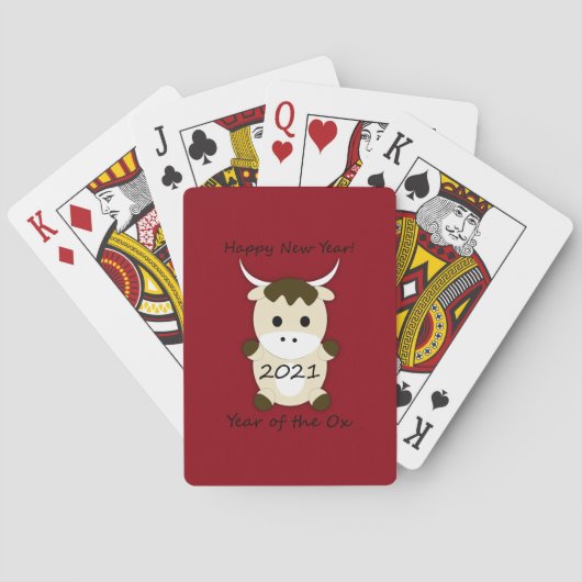 Gelukkig nieuwjaar 2021 Jaar van de Ox Pokerkaarten (Achterkant)