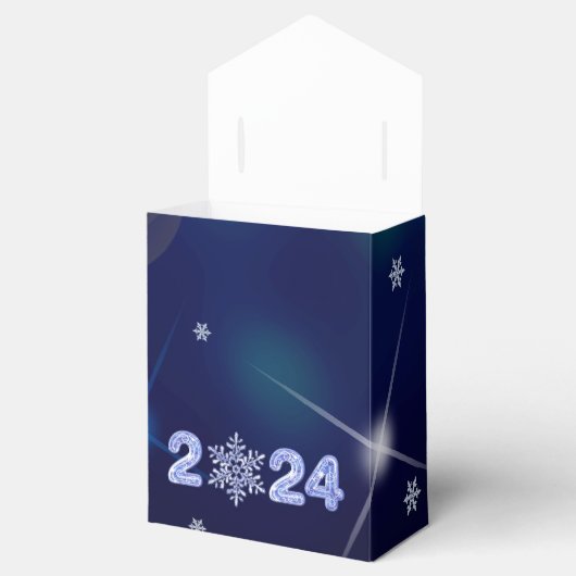 Gelukkig nieuwjaar 2021. Sneeuwvlokontwerp Bedankdoosjes (Geopend)