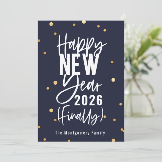 Gelukkig nieuwjaar 2022, eindelijk een vakantiekaa feestdagenkaart (Staand voorkant)