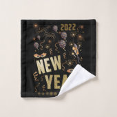 Gelukkig nieuwjaar 2022, feestdag Gold Glitter Fes Bad Handdoek (Wasdoekje)