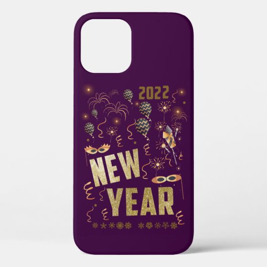Gelukkig nieuwjaar 2022, feestdag Gold Glitter Fes Case-Mate iPhone Case (Achterkant)