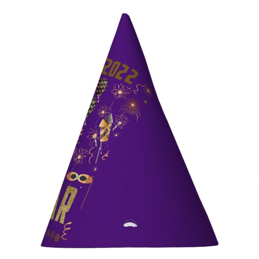 Gelukkig nieuwjaar 2022, feestdag Gold Glitter Fes Feesthoedjes (Rechts)