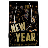 Gelukkig nieuwjaar 2022, feestdag Gold Glitter Fes Medium Cadeauzakje (Voorkant)