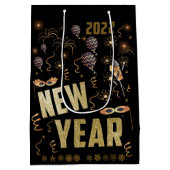 Gelukkig nieuwjaar 2022, feestdag Gold Glitter Fes Medium Cadeauzakje (Achterkant)