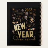 Gelukkig nieuwjaar 2022, feestelijke glittergoudva planner (Achterkant)