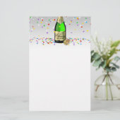 Gelukkig nieuwjaar 2022 - fles met mousserende wij briefpapier (Staand voorkant)