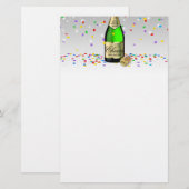 Gelukkig nieuwjaar 2022 - fles met mousserende wij briefpapier (Voorkant / Achterkant)