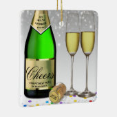 Gelukkig nieuwjaar 2022 - fles met mousserende wij keramisch ornament (Rechts)