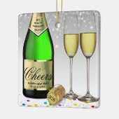 Gelukkig nieuwjaar 2022 - fles met mousserende wij keramisch ornament (Links)