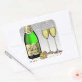 Gelukkig nieuwjaar 2022 - fles met mousserende wij vierkante sticker (Envelop)