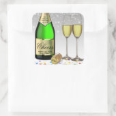 Gelukkig nieuwjaar 2022 - fles met mousserende wij vierkante sticker (Tas)