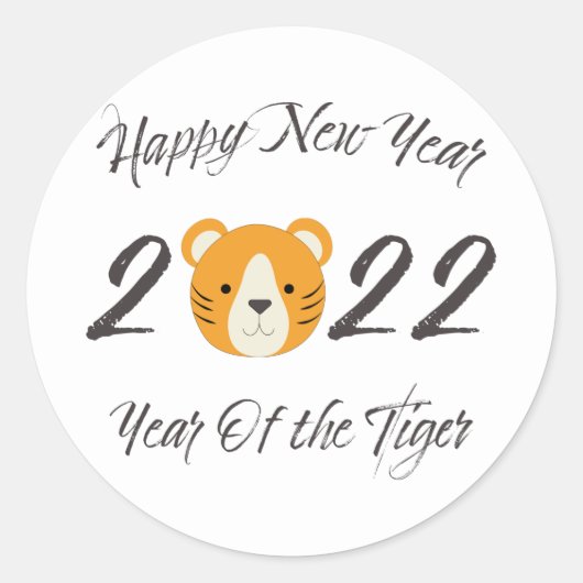 Gelukkig nieuwjaar 2022 Jaar van de tijger Ronde Sticker (Voorkant)