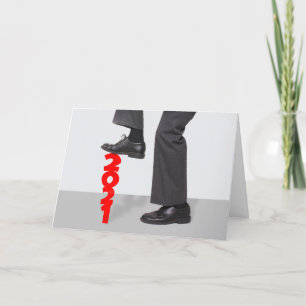 Gelukkig Nieuwjaar 2022 Man verplettert 2021 Feestdagen Kaart