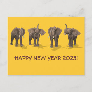 Gelukkig nieuwjaar 2023 Elephants Feestdagenkaart